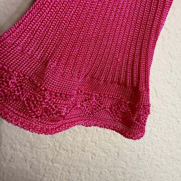 BCBGMAXAZRIA NWT Silk Blend Peplum Sweater Top Pink Long Sleeve Women’s XL $160 - Picture 9 of 13